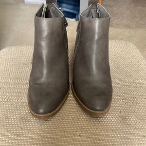 Brown leather wedges